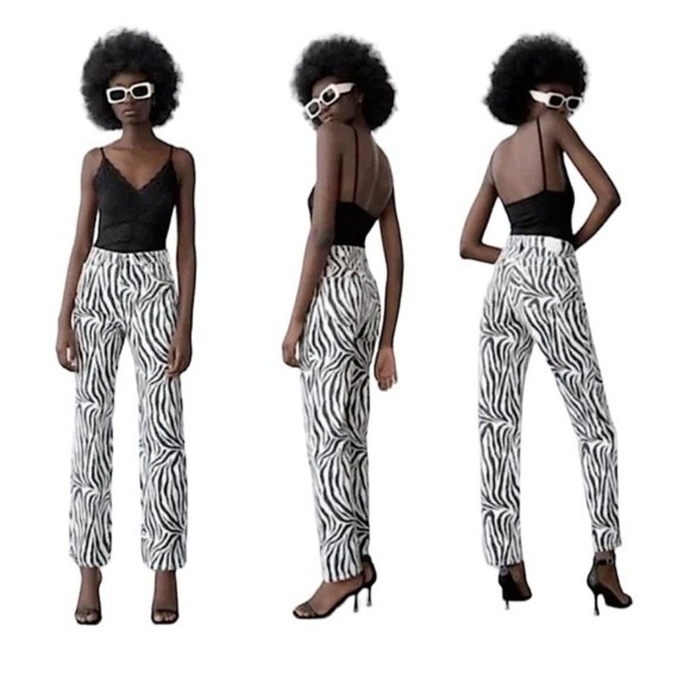 ZARA zebra print high rise jeans size 2